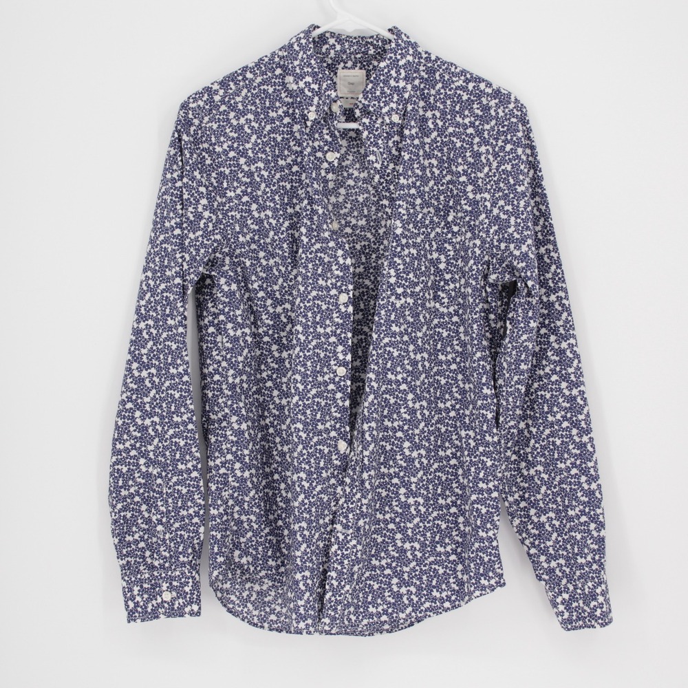 Gap Men's Blue Floral Long Sleeve Button Down Shirt Size Small